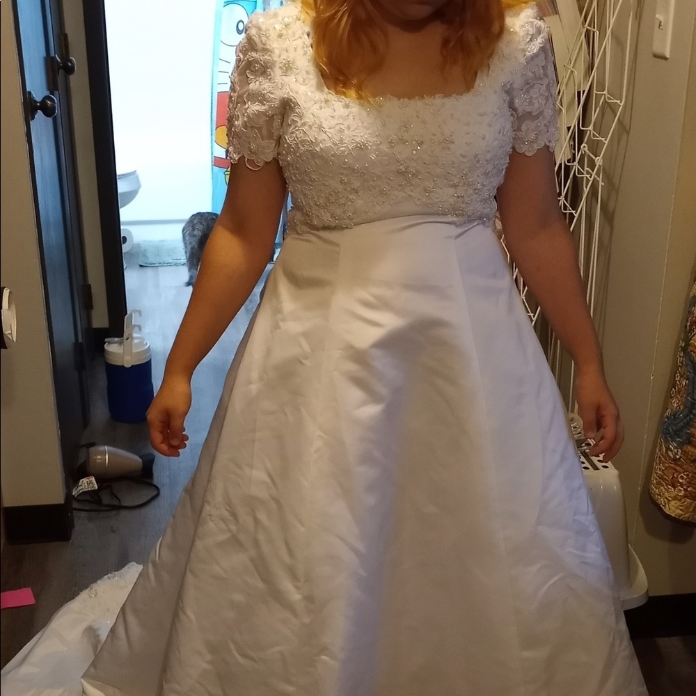 JCPenney Alfred Angelo white wedding dress.